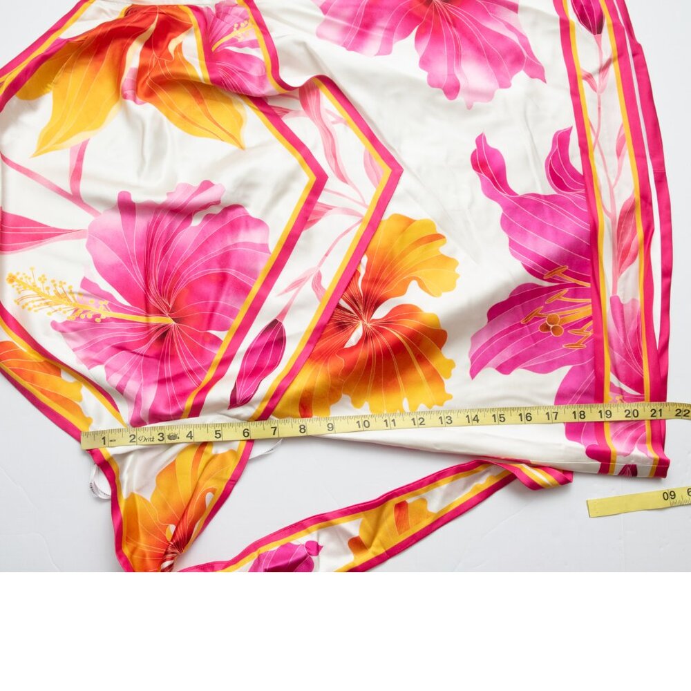 Retrofête Adelaide Floral Silk Halter Mini Dress Pink Yellow White Large New - Picture 8 of 9